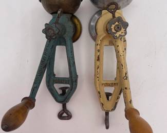 2 Iron and Brass "Porkery" Sausage Grinders