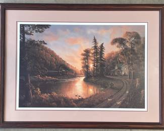 Jesse Barnes Artist Signed and Numbered "Peaceful Evening" Professionally Framed and Matted Print Number 2143 of 2800