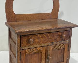 Child Size Oak Washstand with Towel Bar