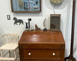 Walnut Country Desk with Fold Down Top