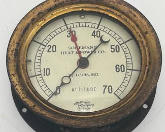 Sodeman Brass Air Pressure Gauge, St. Louis, MO, Jas. Marsh Chicago