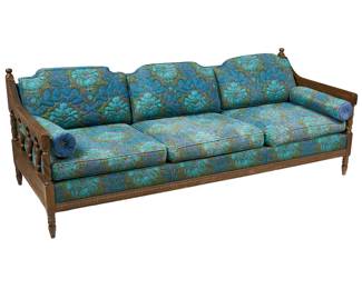 Floral Green and Blue Upholstered Sofa - LOT 248