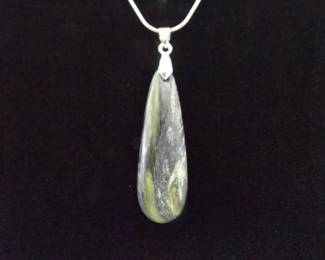 .925 Sterling Silver Serpentine Pendant Necklace