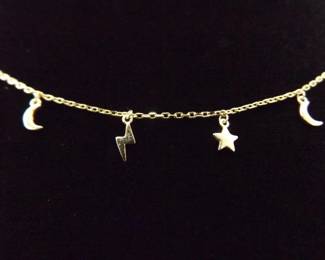 .925 Sterling Silver Vermeil Star and Moon Kids Necklace