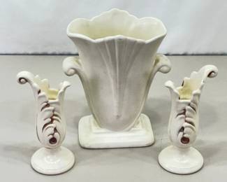 Lot of Vintage Red Wing Vase and Candle Holders