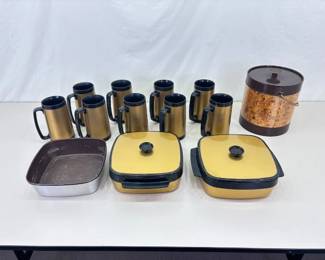 Lot of Vintage Thermo Serve Mugs, Ice Bucket, etc.