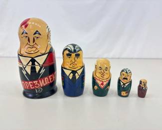 Hand Painted 5 Figure Russian Leaders Matryoshka Nesting Doll