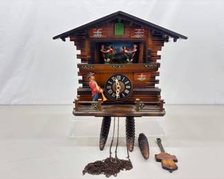 Vintage E. Schmeckenbecher Trumpet Player Musical Cuckoo Clock