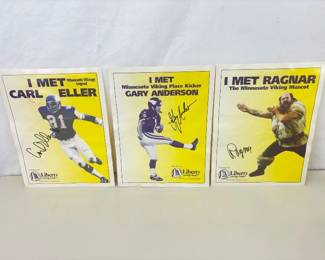 3 Autographed Minnesota Vikings 8.5" x 11" Posters