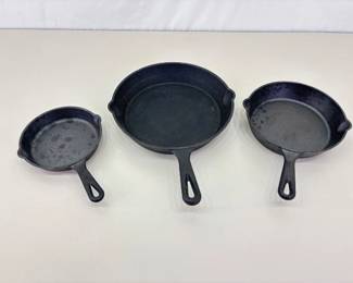 Lot of 3 Cast Iron Pans