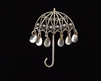 .925 Sterling Silver Norwegian Solje Umbrella Wedding Brooch