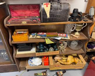 Medical collectibles, Signs,, wax doll