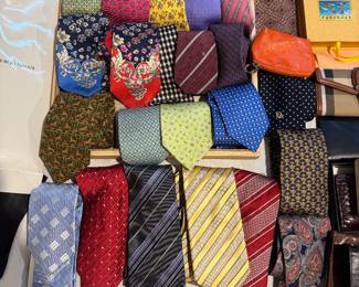 Large Collection of Designer Neckties (Hermes, Versace, YSL, Burberry, etc)