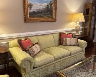 Baker Furniture Upholstered 3 Seat Mint Sofa (36"D x 87"W x 29" Back Height)