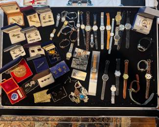 Large Collection of Men's & Women's Wristwatches, Cuff Links, & Accessories