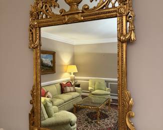 Mirror Fair Louis XVI Style Gold Giltwood Wall Mirror (37"W x 56"H) 