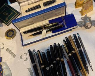 Large Collection of Waterman, Montblanc & High End Ballpoint & Fountain Pens