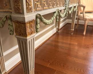French Louis XVI Style Wooden Console Table (67"W x 17"D x 33"H) 