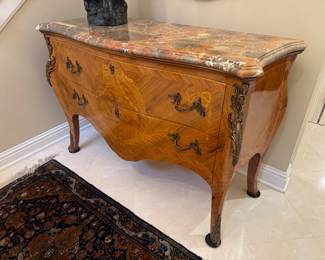 Baker Furniture Louis XV Style Marble Topped 2 Drawer Commode (19-1/2"D x 51"W x 34"H) 