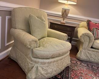 Baker Furniture Upholstered Mint Armchair (36"W x 41"D x 34" Back Height / 2 Available) 