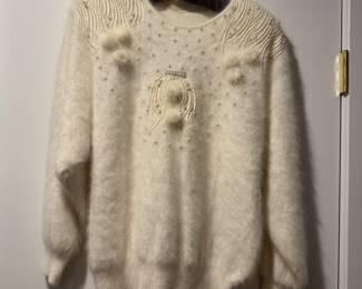Women's Vintage Lee Polla Fashion Angora Pom-pom Sweater Size 8