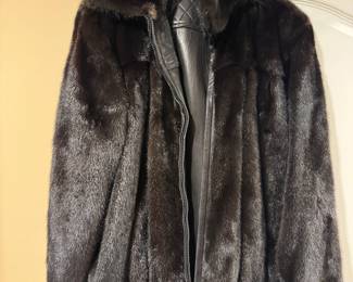 Women's Reversible Mink/Leather Bomber Jacket Size M