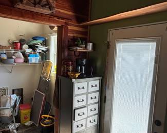 STORAGE CABINET, CACTUS DECOR, CANISTER, ETC.