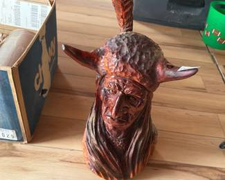 WOODEN INDIAN HEAD BUST