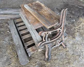 CAST IROM BENCH LEGS, LUMBER