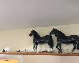 TWO HORSE FIGURES AND OTHER SMALL FIGURES