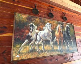 HORSE WALL DECOR, SMALL CAST IRON PANS