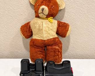 ld Vintage 15 Plush Teddy Bear with ViewmasterStyle Cameras