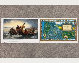 ar Lot of two American history posters featuring notable American art and westward expansion imagery.
