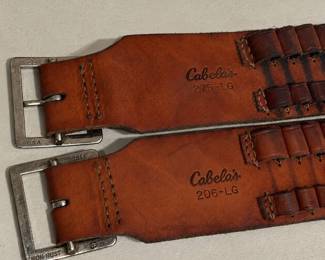 m Pair of Cabelas Large Leather Ammunition Belts