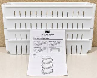 f Lavish Home 4Tier Slim White Storage Cart