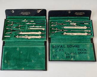 v Vintage Metal Drafting and Compass Tool Sets by The A. Lietz Co., Made in Germany