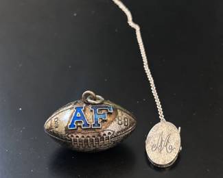 m 1966 Jostens Sterling Silver Air Force vs Navy Football Charm Monogram Spring Clip 10g
