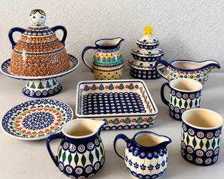 hk Authentic Boleslawiec Polish Ceramics Set Featuring Traditional HandPainted Designs