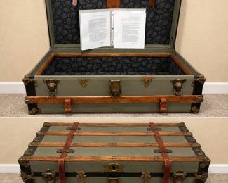 b Antique Steamer Trunk Professionally Restored.