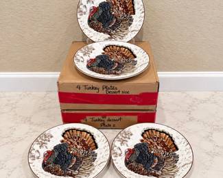 hk Set of 8 Williams Sonoma 9 Dessert Size Turkey Plates