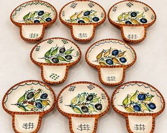 hk HandPainted Olive Dish with Pit Sidecar Signed by Polido Filho