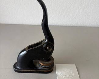 v Vintage 1926 Cast Iron Desk Seal Press by Noel Investment Co.