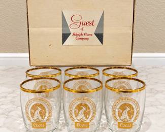 hk Set of Six Vintage Coors Beer Barrel Taster Glasses