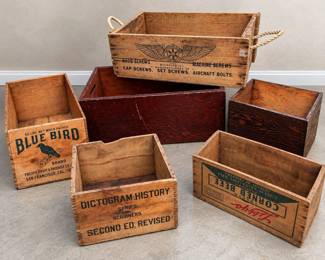 v Vintage Wooden Advertising Industrial Crates