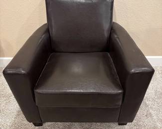f Modern Dark Brown Leather Chair with Minor Side Scratch