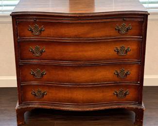 f Mahogany Serpentine Front Chest Drawer with Pull Out Writing Slide