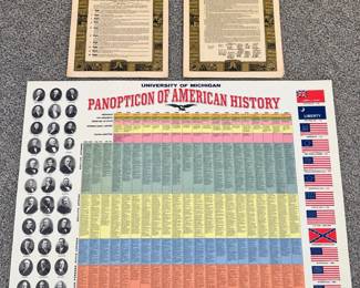 ld University of Michigan Panopticon of American History Chart with Declaration of Independence Bill of Rights Prints