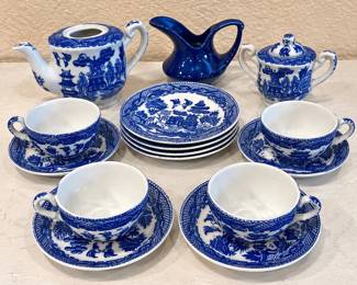 hk Blue Willow Kids Tea Set from Japan