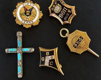 j Fraternal Academic Organization Pin Collection OES 50 Years, Phi Kappa Phi Cross Believed Sterling