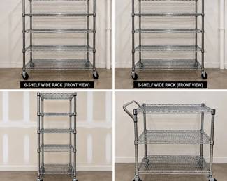 f Chrome Wire Shelving Rolling Cart Set on Casters